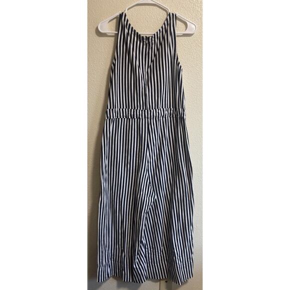 Navy White Striped Jumpsuit Size 1 (XS) Midi Nautical Coastal Quiet Luxury Prep - Picture 4 of 10